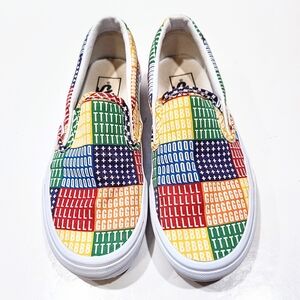 Vans Classic Slip-On Pride Rainbow Patchwork Print Sneaker Shoes Men 4½ Women 6